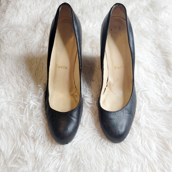 Christian Louboutin Wedge Black Shoes - Picture 1 of 14